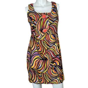Milly of New York Retro Multicolored Swirl Sleeveless Sheath Mini Dress, EUC, s6